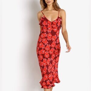 🌹 Bias-cut Rolla’s Shelley Datura Slip Dress in Raspberry